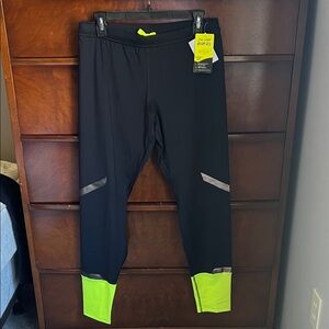 Brooks Black and Neon Yellow Carbonite Tights